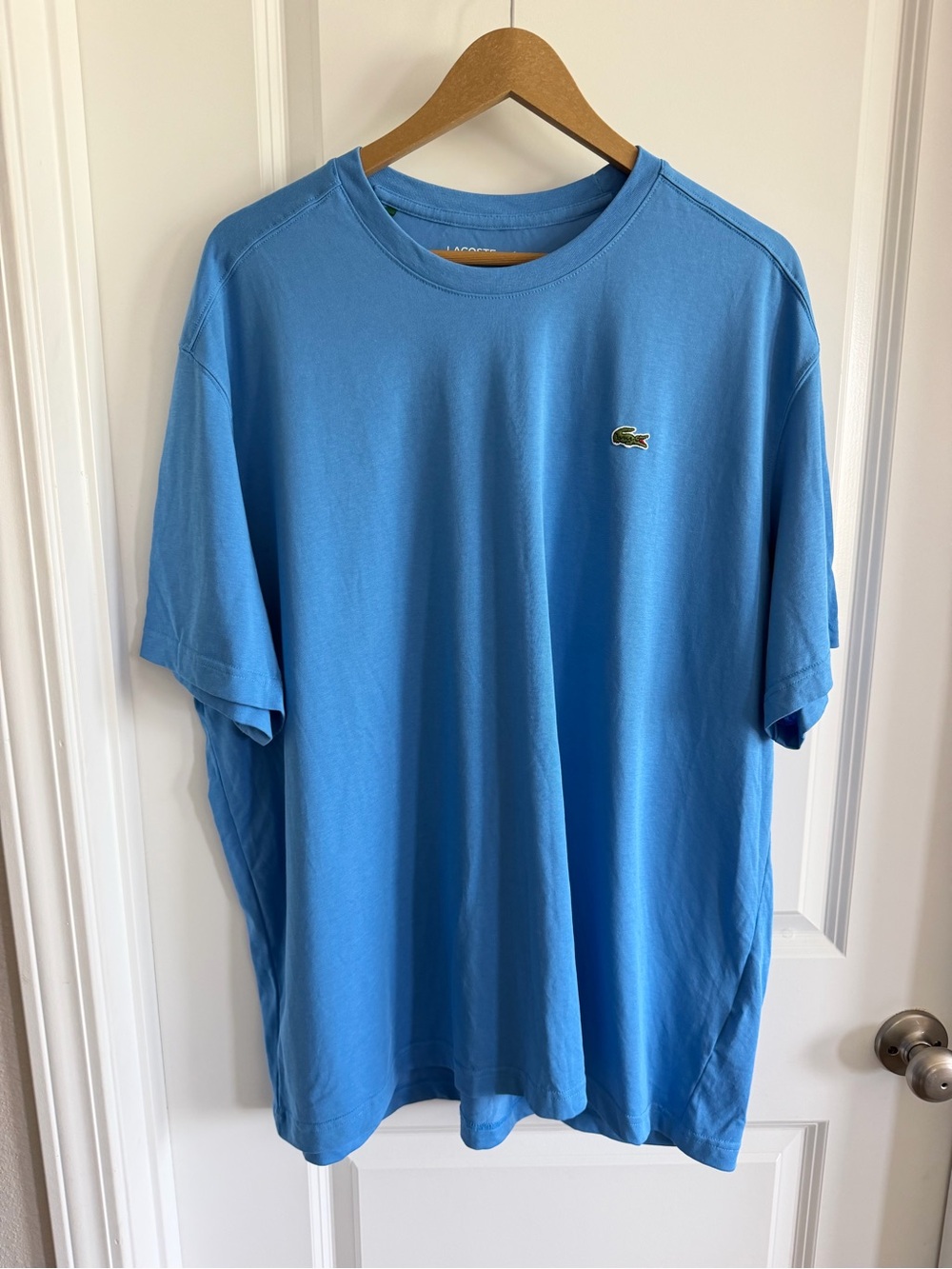 Lacoste Sport Cotton Tee Mens *XXL Blue Short Sleeve Crocodile Logo Crewneck